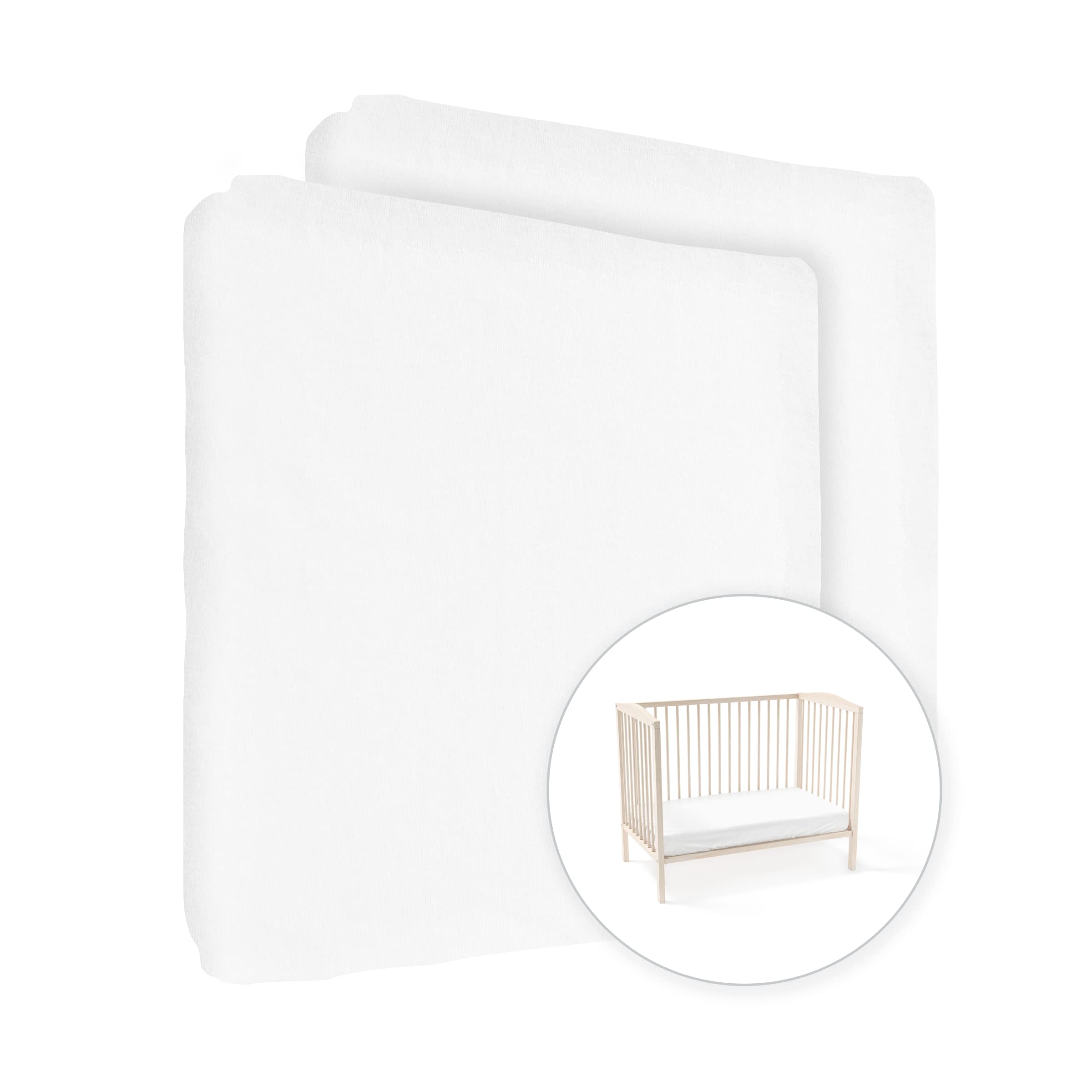 2X Jersey 100% Cotton Fitted Sheet for 160 x 70 cm Toddler Junior Bed Mattress (White)