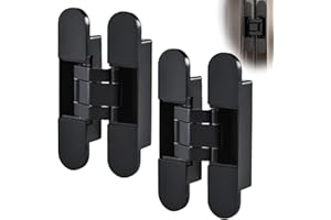 2 Pcs Hidden Door Hinges, 6.97 inch Invisable Hinges, Hidden Door Hinge, Concealed Hinge 180 Degree Swing Hinge, 3 Way Adjust