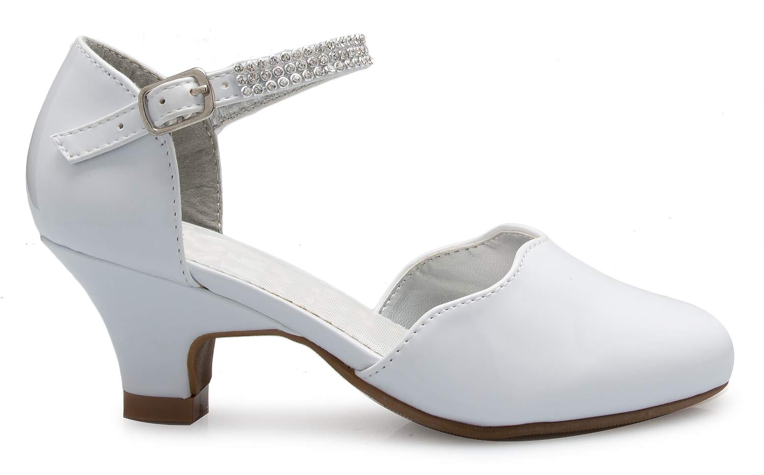 Olivia K Girl's Open Toe Strappy Rhinestone Dress Sandal Low Heel Shoes White Glitter - adorable, comfortable - Image 3