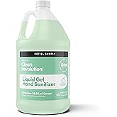 Clean Revolution Liquid Gel Hand Sanitizer, 128 Fl. Oz Refill Supply Container| Eliminates 99.9% of Germs | Gentle & Aloe Enriched | 70% USP Medical Grade Ethanol, Medical Facility Compliant