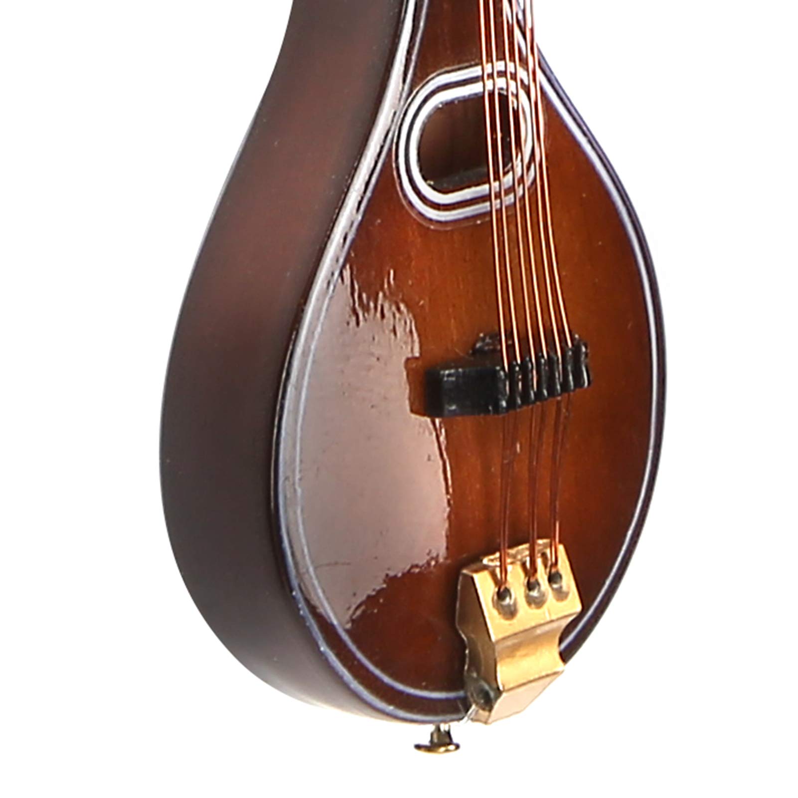 Dilwe Miniature Mandolin Instrument, 3.9x1.4x0.4in Mandolin Miniature, Wood Mandolin Instrument, Miniature Mandolin