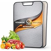 KITCHNLY 2 in 1 Titanium Cutting Board for Kitchen – Large 16" x 11"- 100% Pure Titanium & Wheat Straw PP Double Sided Chopping Board - Hygienic, Non-Toxic, Food grade, Non Slip, Textured Surface