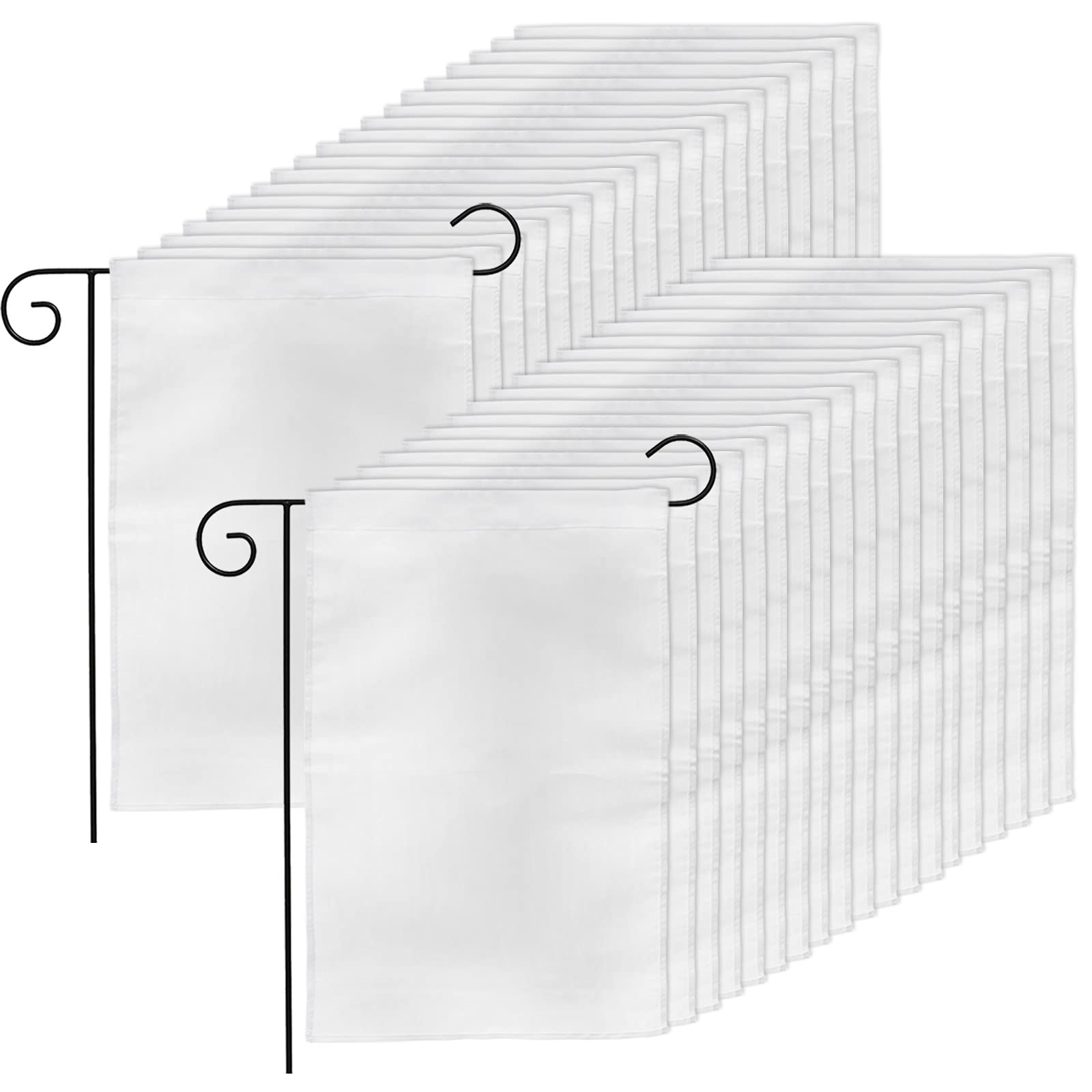DEAYOU 36 Pack Garden Flags, White Lawn Flags Banners for Outdoor, Courtyard, Party, Home, School