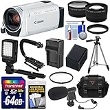 Canon Vixia HF R800 1080p HD Video Camera Camcorder (White) with 64GB Card + Battery &amp; Charger + Case + Tripod + Stabilizer + LED + Mic + 2 Lens Kit