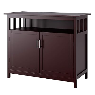 Homfa Kitchen Sideboard Storage Cabinet with Display Shelf