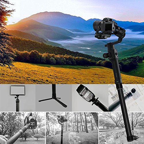 SKYREAT Carbon Fiber 13.7-Inch Extension Stick Monopod Rod for DJI Ronin-S Handheld Gimbal Stabilizer fit with 1/4" 3/8" Screws