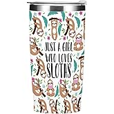 Cute Sloth Print Tumbler, Sloth Gifts 20 oz Stainless Steel Coffee Mug，Travel Cup，Insulated Cup with Lid for Car, Perfect Gifts for Women Sloths Lover Bestie Sister Christmas Birthday
