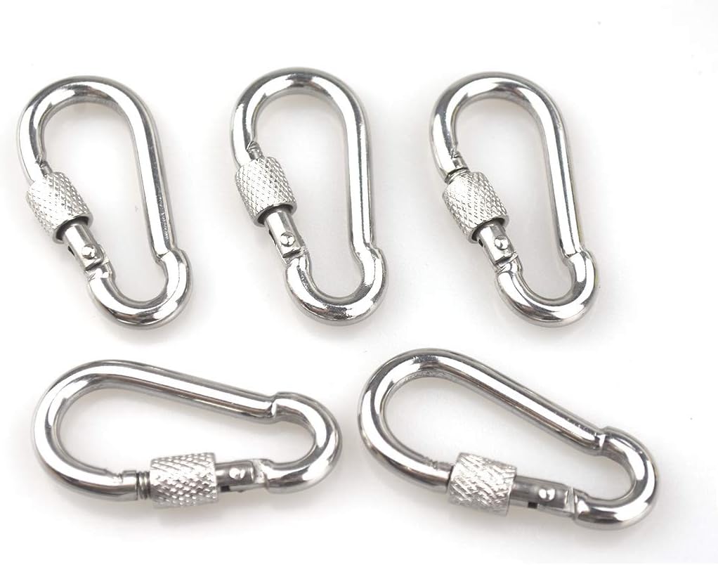 Xcyroiiy Pack-of-10 5 * 50 Snap Hooks Carabiner Clip with Screw Heavy Duty and Safe for Climbing, Hiking