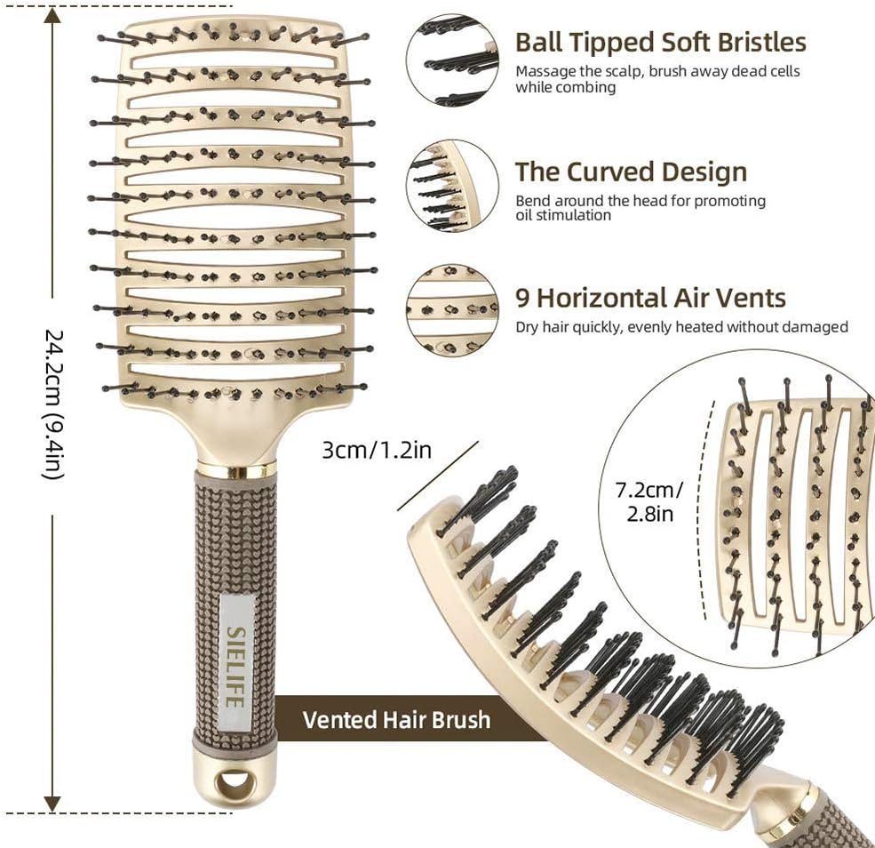 Hair Brush Set, Vented Hair Brush 3Pcs Set for Blow Drying Detangling, Smoothing Wet, Short, Long, Thick, Thin - Image 5