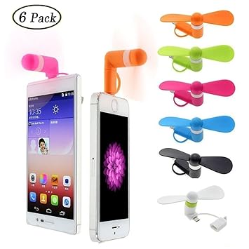 Mini USB Ventilator Fan, Swallowzy 6Pack 2 in 1 Portable USB Mini Fan für Andriod Smartphone , iPhone , iPad, Samsung, LG (6 
