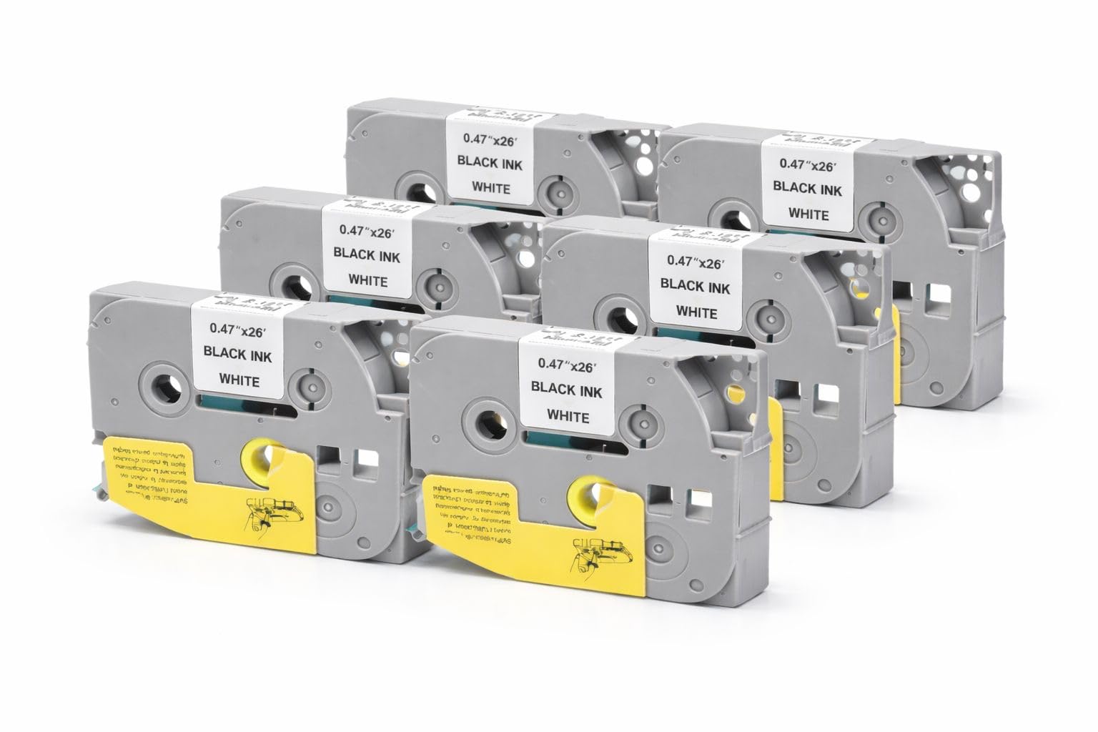 Compatible for Brother P-Touch Label Tape 12mm 0.47 Laminated TZe-231 TZ-231 TZe231 Black on White Tze Tape 12mm Brother Label Printer PT-1000 H110 H108 H200 E110 H105 H100R H101C (Pack of 6)