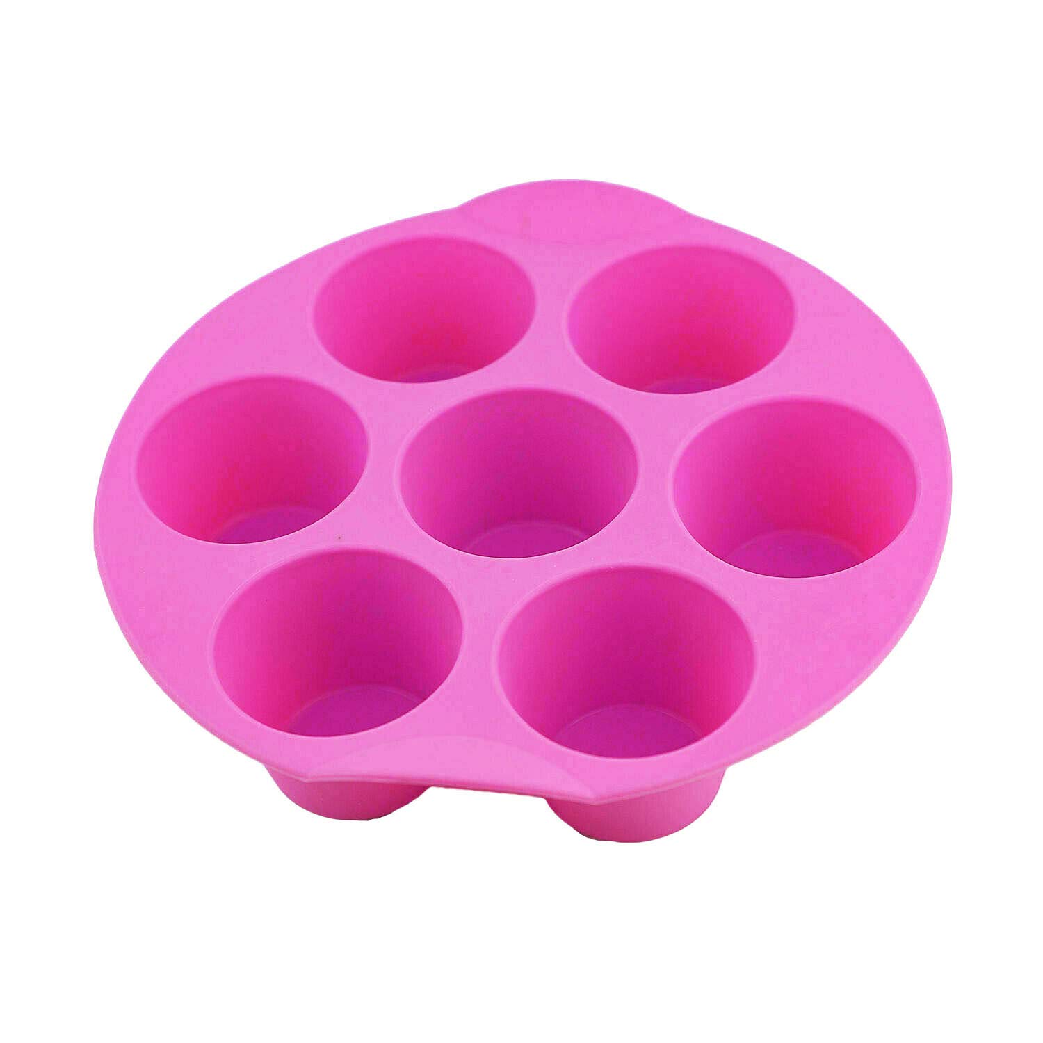 Selecto Bake 7 Cup Silicone Bun/Muffin Tray Non Stick Tin Tray Baking Pudding Mold (Pink)