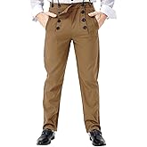 galeeup Men Medieval Steampunk Pants Adult Victorian Classic Trousers Halloween Vintage Costume