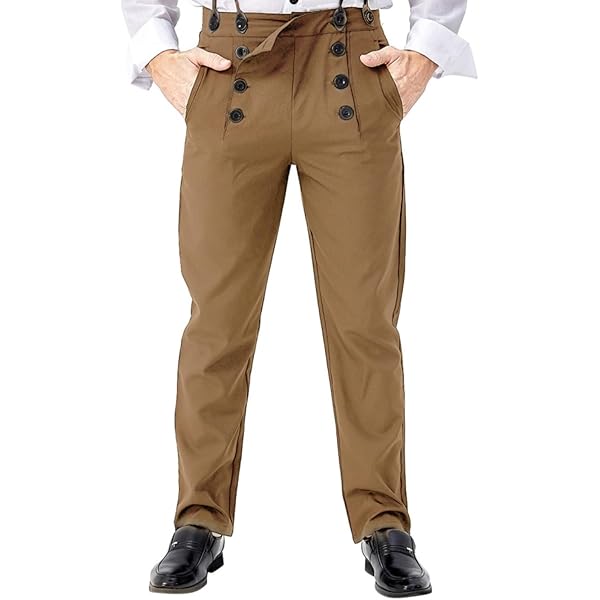 Pantalones Góticos Steampunk Victorianos Para Hombre – Cintura Alta, Poliéster, Tallas M-2XL