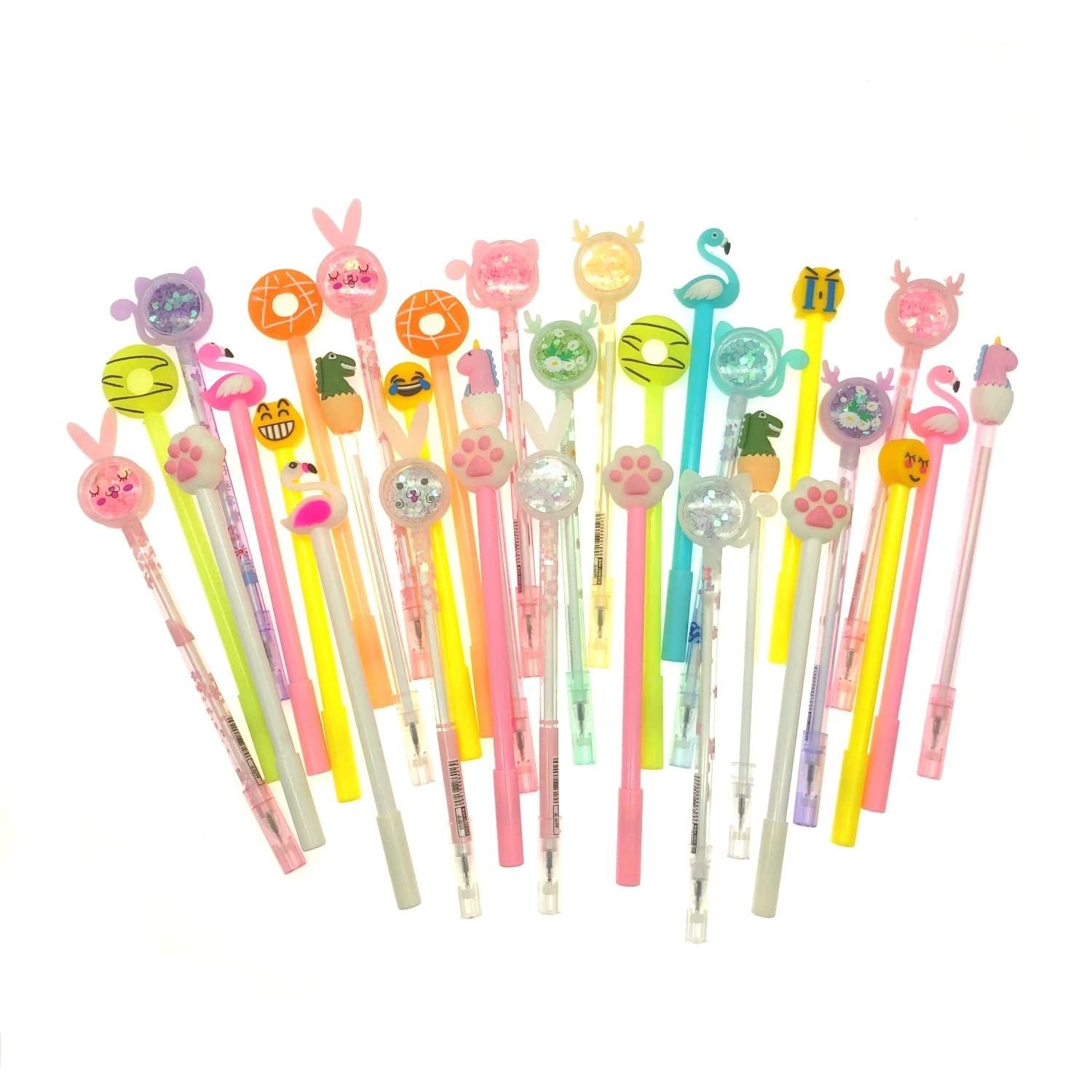 JZK 32 x Novelty animal pen black gel ink rollerball pen fine line needle point pen for kids girls boys children birthday gift party favour party bag filler