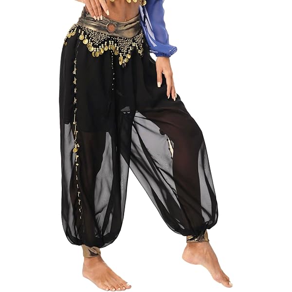 Jowowha Pantalon Fluide Danse Moderne Tango Samba Femme Élégant Pantalon Large Jambe Pantalon Danse du Ventre Spectacle Performance A Bourgogne XL