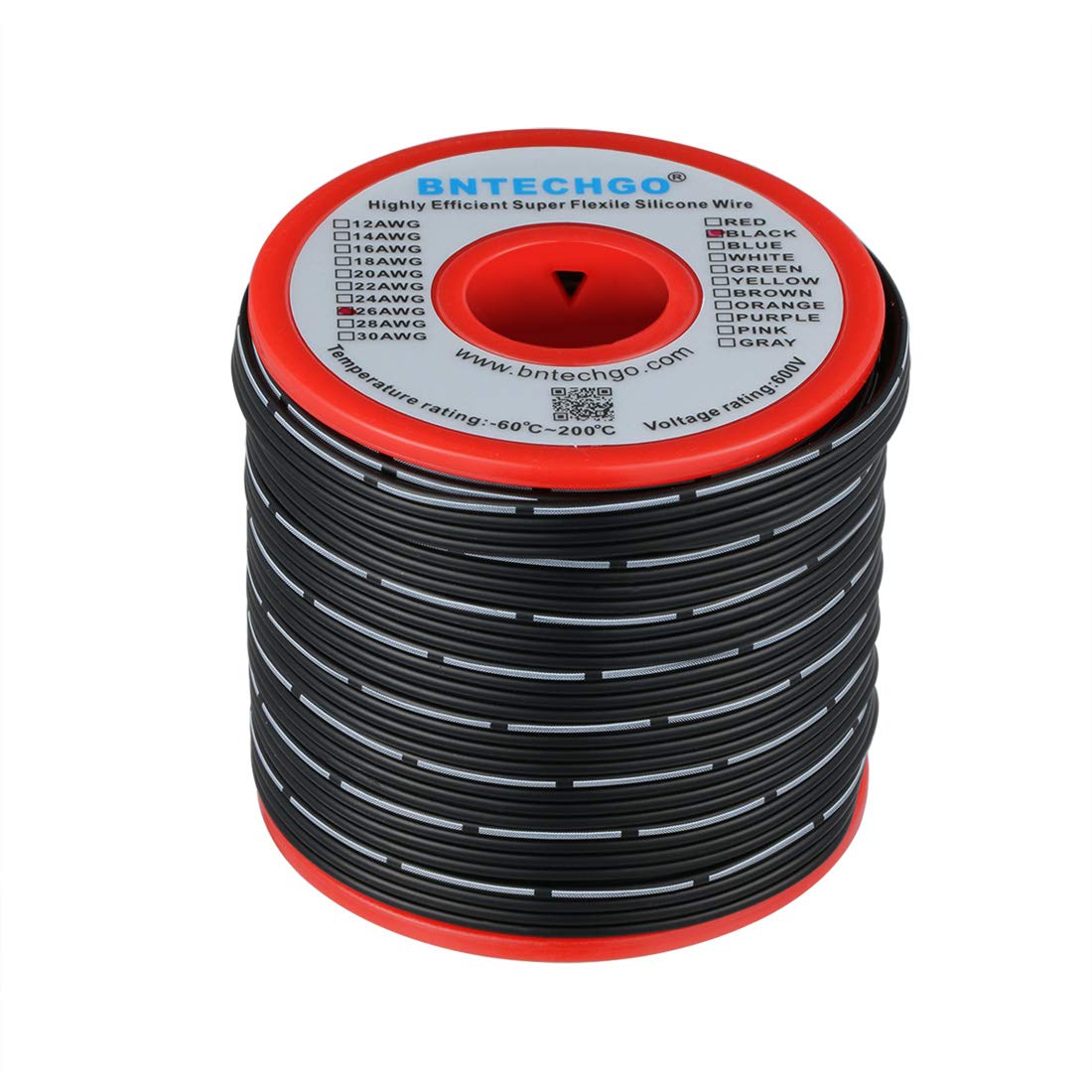 BNTECHGO 26 Gauge Silicone Ribbon Cable Copper Wire 4P Flat Cable 26 AWG Flexible Soft Silicone Rubber Parallel Wire Stranded Tinned Copper Wire 4 Pin Black 50 ft