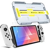 KCT Tempered Glass Screen Protector Compatible with Nintendo Switch OLED Model 2021, EZ Kit, Automatic Alignment - 2 Pack