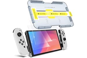 KCT Tempered Glass Screen Protector Compatible with Nintendo Switch OLED Model 2021, EZ Kit, Automatic Alignment - 2 Pack