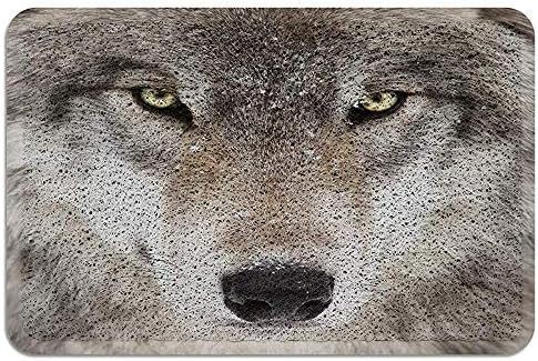 YGUII Floor Mats,Door Mats3D Wolf Head Pattern Floor Mats with Shoe Scraper,Entrance Door Mat with Rubber Backing,16X23.6in (40x60cm)