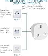 Herfair UK to Europe Plug Adapter 4 Pack Type C/E/F EU Travel Converter view 4