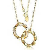 TIMELESSTAR Infinity Necklace for Women Dainty Layered Pendant Stackable with Premium Moissanite|D Clover VVS1 Clairty 3EX Cut|14K Gold Plated 925 Sterling Silver Non Tarnish