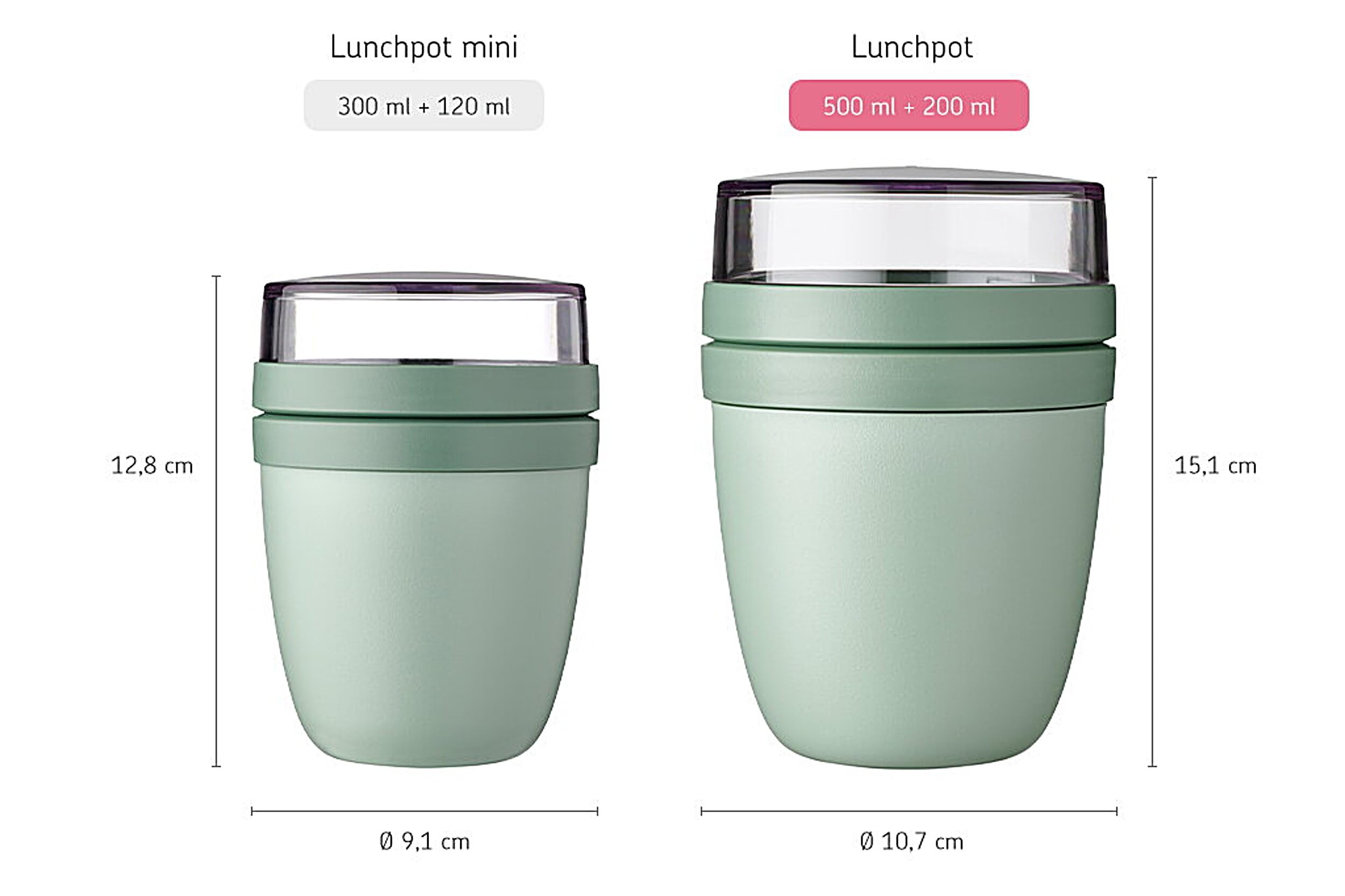Mepal Müslibecher to go, praktischer Joghurtbecher to go - Unterteilung für Joghurt & Müsli - Geeignet für Gefrierschrank, Mikrowelle & Spülmaschine - 500 ml + 200 ml - Nordic Sage 5