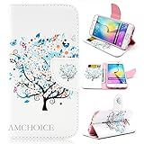 S6 Edge Case, Galaxy S6 Edge Case, AMCHOICE(TM) Tree Pattern PU Leather Flip Wallet Case with Stand Function For Samsung Galaxy S6 Edge [Free Stylus,Screen Protector,Cleaning Cloth]