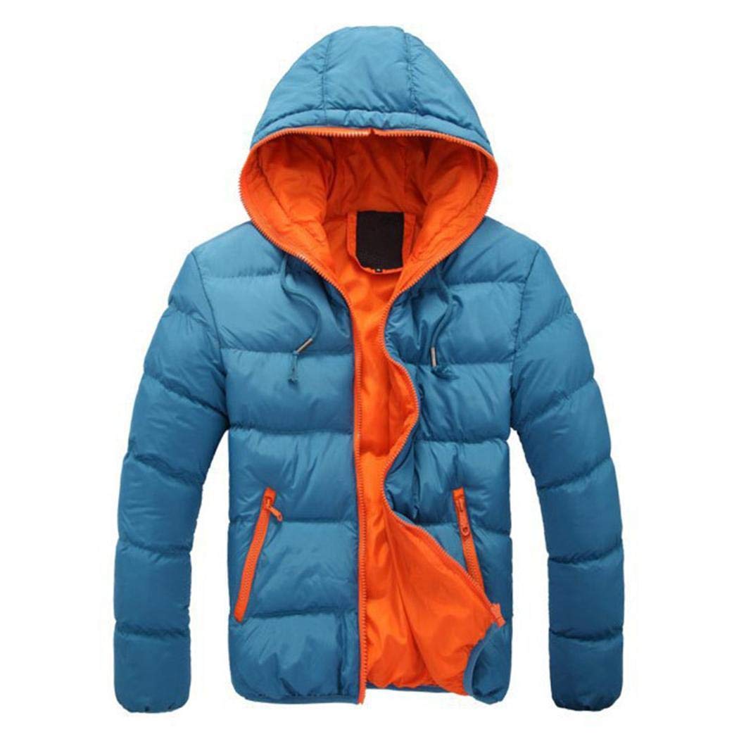 fnemo Men Casual Cotton Jacket Long Sleeve Hooded Slim Outerwear Winter Zipper Coat Coats