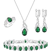 LMXXVJ Jewelry Set for Women,Teardrop Cubic Zirconia Necklace Earrings Adjustable Ring Bracelet Jewelry Set Formal Jewelry Gift