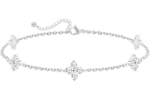 FUNEIA Dainty Silver Gold Bracelets for Women Trendy Non Tarnish 14K Gold Plated Waterproof Diamond Bracelets Cute Stackable Heart Butterfly Clover Cross Evil Eye Charm Bracelet Stack Jewelry Gifts