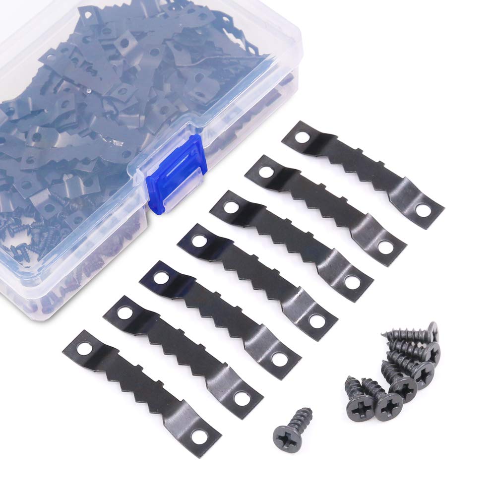 Swpeet 120 Pcs Sawtooth Picture Frame Hanging Hangers Double Hole with Screws, for Home Decoration Creative Picture Frame Hanging (Black)