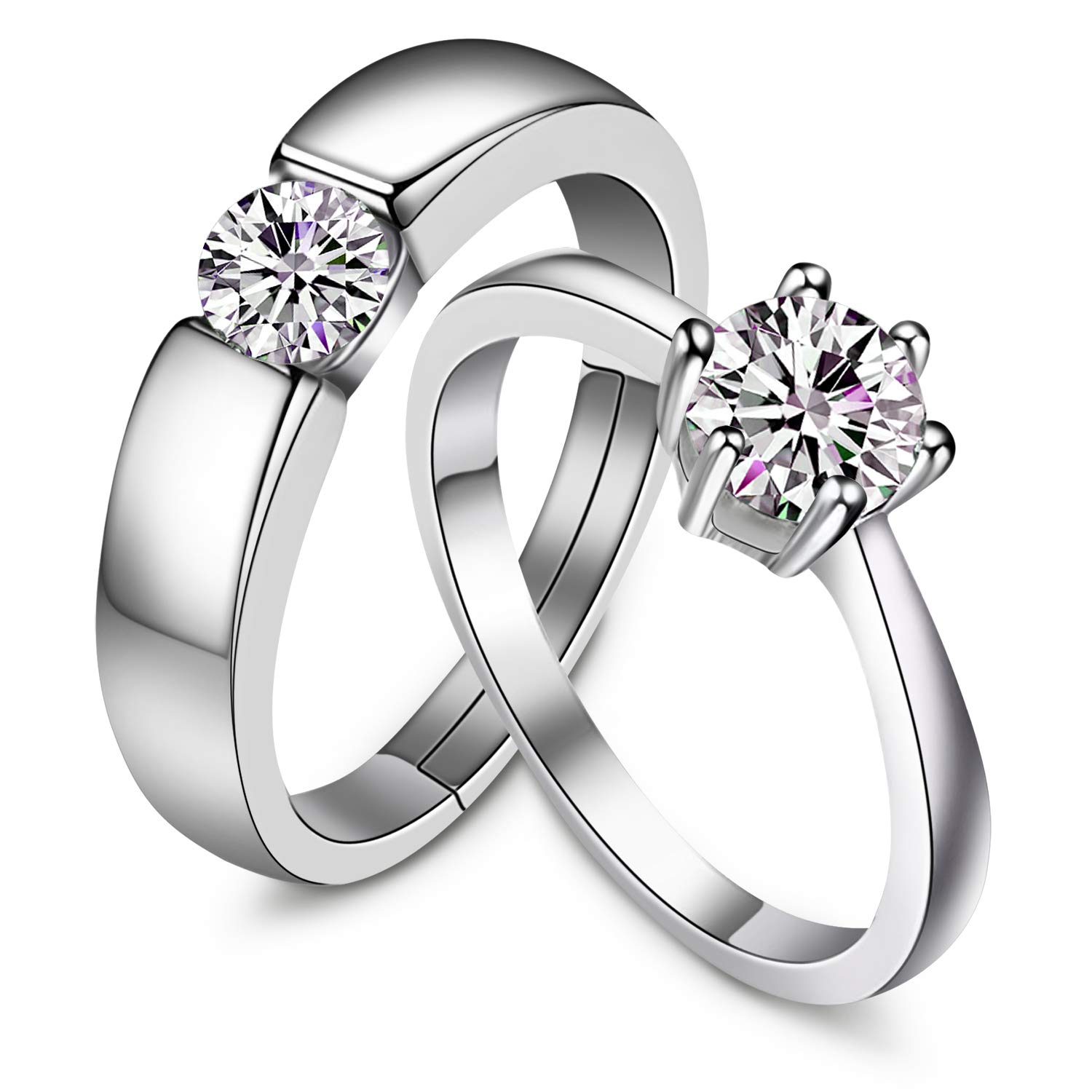 Buy Fashion Matching Couple Rings for Him and Her Set, Adjustable 925