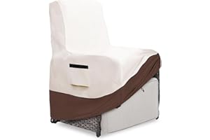 Exokugo Outdoor Recliner Chair Cover,600D Heavy Duty Waterproof Patio Chair Covers,Outdoor Furniture Covers for Lawn/Garden Recliner Chiar,Beige&Brown