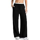 Tsher Sweatpants Women Casual Wide Leg Elastic Drawstring Straight Leg Lounge Pants High Waist Trouser