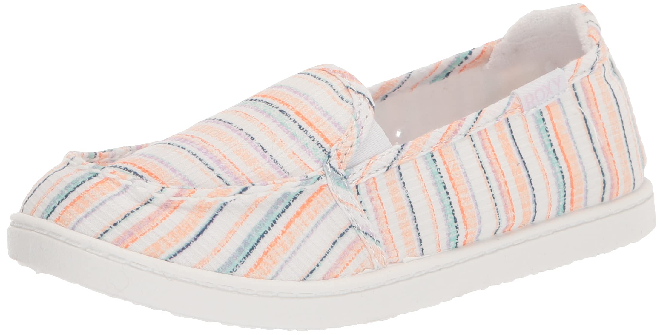 Roxy Womens Minnow Slip On Sneaker Shoe Loafer Flat, White/Pink/Multi 231, 6.5 US Image