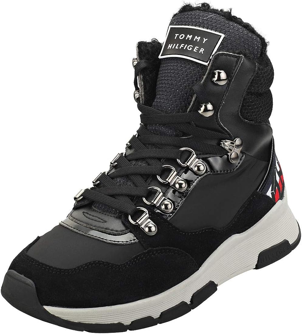 Amazon.com: Tommy Hilfiger Patent Fashion Sporty Boot Womens Fashion Boots  in Black - 6 US: Shoes