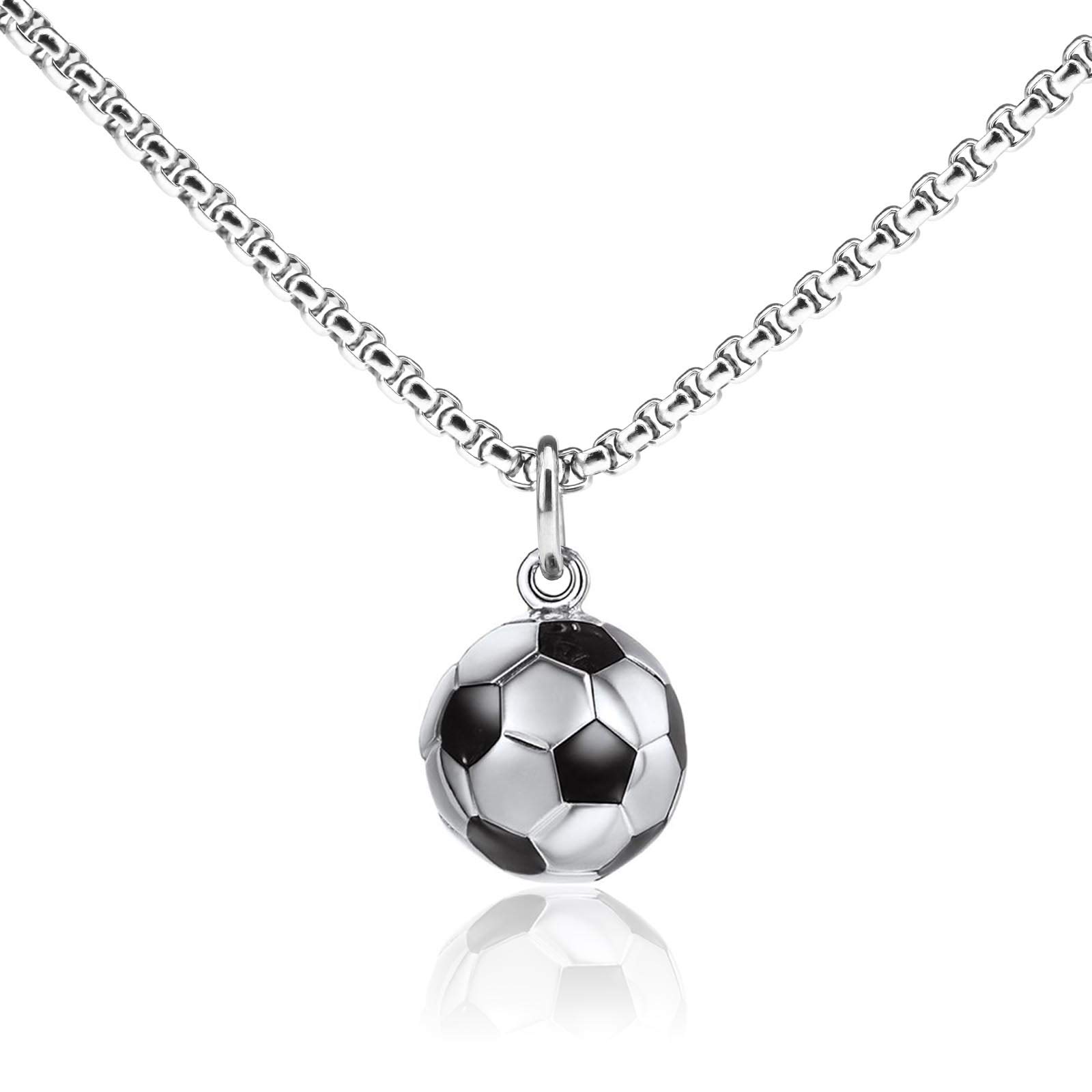Create idea Soccer Charm Necklace, Stainless Steel for Boy Girl Sportsman Men Women Unisex Jewelry Unique Gift- 60cm/23.6 Inch