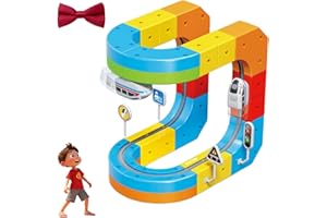 Electric Train Set Flexible Race Track, 101 PCS Click Rail Track Toy with Motorized Car, 3D Gravity-Defying Layouts, STEM Cre