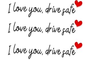 FUKAISU 3pcs I Love You Drive Safe Mirror Stickers, Cute Car Drive Safe Rear View Mirror Decals with Hearts Car Driving Stickers Automotive Accessories for Women Driver (Black)