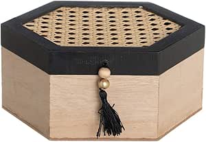Caja con Rejilla de rattán y Madera DM Negra y Natural de Ø ...
