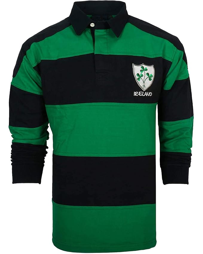Buy Malham Irish Rugby Shirt for Men, Green and Blue with Shamrock