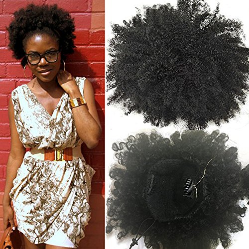 Klaiyi Fashion Natural Ponytail African American Afro Short Kinky