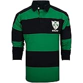 Irish Rugby Shirt for Men, Green and Blue with Shamrock Crest, Irish Fan Shirt, XL.