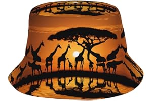 (Africa Giraffe Majestic Tree) Coastal Cool Bucket Hat Adult Sunshade Bucket Hat Outdoor Sun Hat for Men and Women Black, Bla