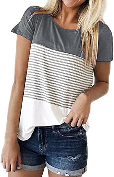 Moda para Mujer Camiseta Casual Blusa Elegante Suelto Cuello ...