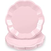 NatNarr 30 Pcs Pink Plates, 9 Inch Scalloped Pink Paper Plates Disposable | Dinner Plate Dessert Cake Party Plate for Birthday Party, Wedding, Bridal Shower, Baby Shower