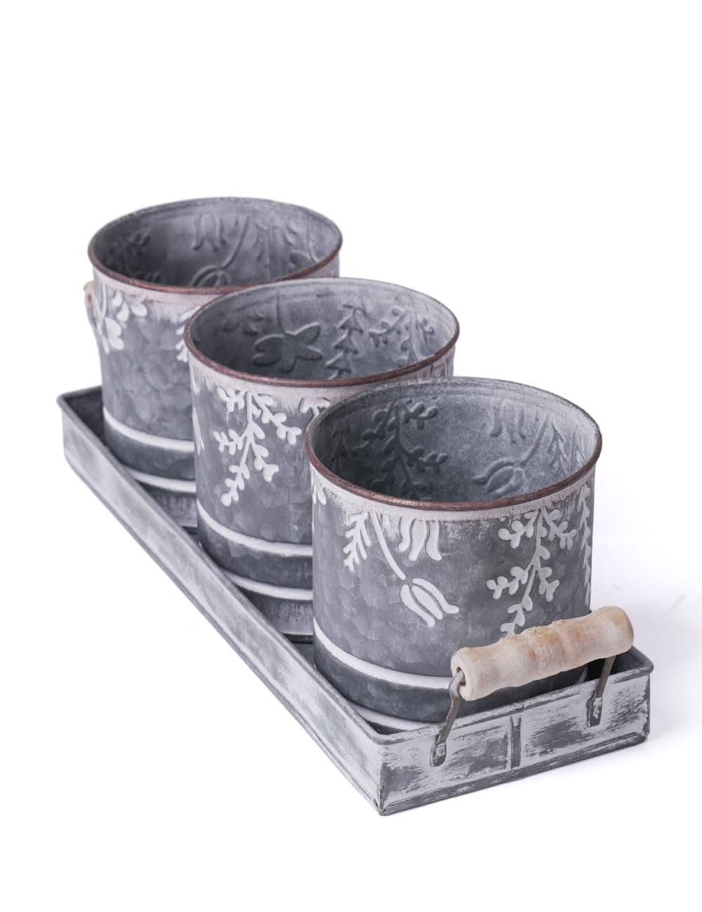 SEINHIJO 3pcs Metal Planter Pot Succulent Cacuts Gifts Flower Ornament Outdoor Indoor Decor Sculpture Garden Arts Crafts Table Centerpiece 36cm