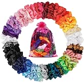ADRIONE Satin Scrunchies for Women &amp; Girls - 60 Pack Silk Scrunchies for Curly Hair