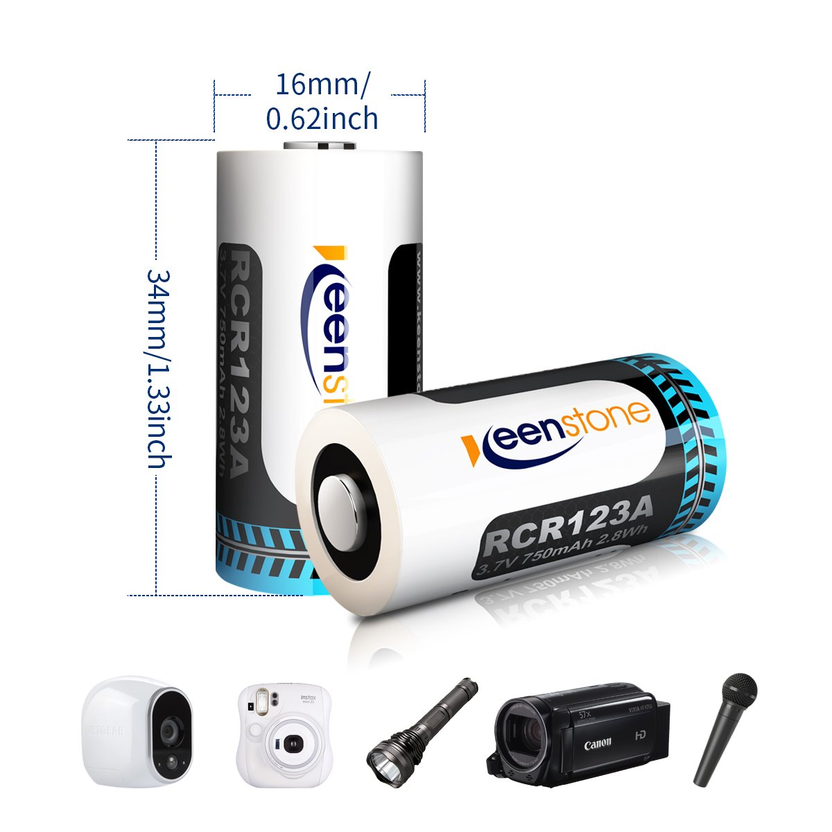 Arlo Kamera Batterien 8 Stücke, Keenstone Wiederaufladbare 3.7V 750mAh Li-ion Arlo Akkus, mit 2 Silikon Hüllen und Batterie Gehäuse für Arlo Überwachungskamera VMC3030/3230/3330/3430